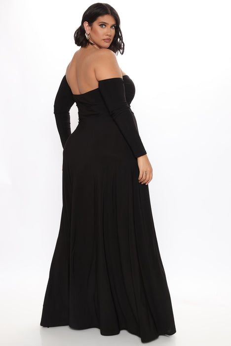 Elegantly Fab Off Shoulder Maxi Dress - Black, Fashion Nova, Dresses