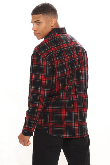 Kane's Long Sleeve Flannel Top- Orange/combo