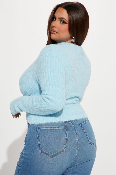 Living The Comfy Life Cropped Sweater - Blue, Fashion Nova, Sweaters