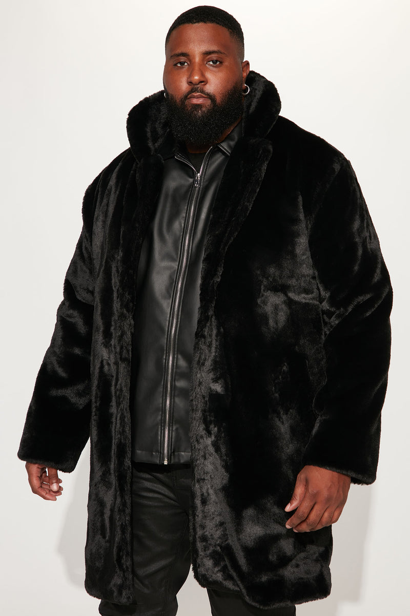 Upscale Long Fur Coat - Black | Fashion Nova, Mens Jackets | Fashion Nova