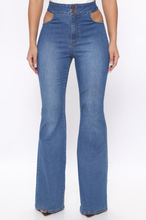 Petite Deep In My Soul Flare Jeans - Medium Blue Wash