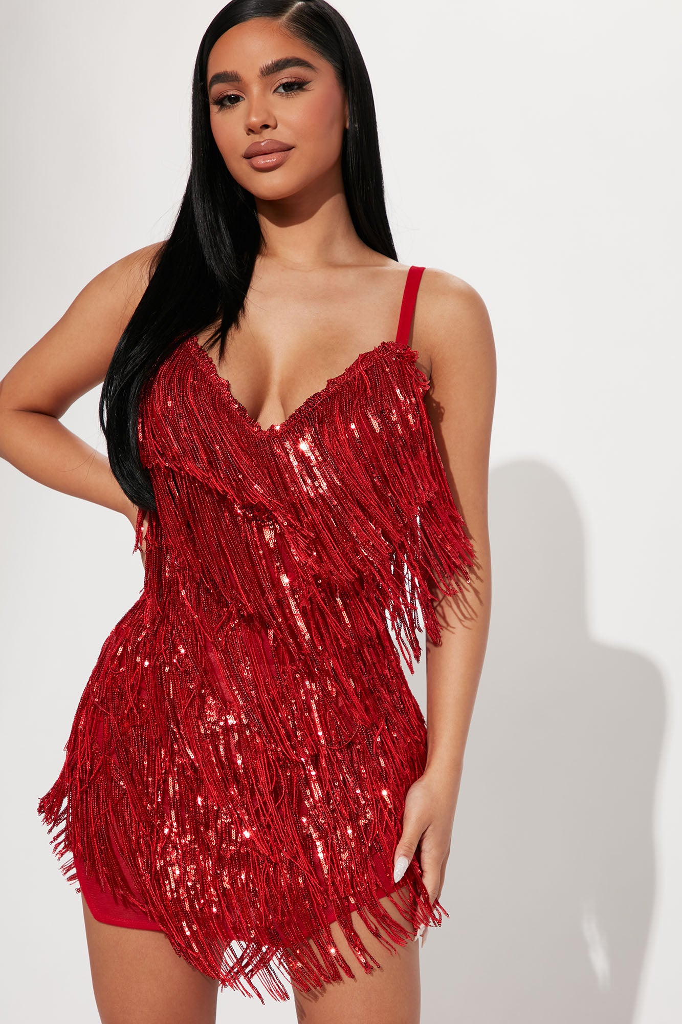 Glamour Sequin Mini Dress - Red, Fashion Nova, Dresses