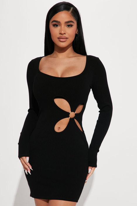 Nia Snatched Mini Dress - Black, Fashion Nova, Dresses