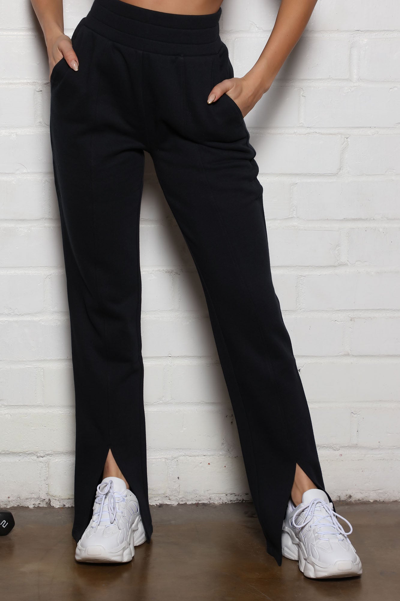 Make A Move Petite High Waisted Split Hem Trousers in Green