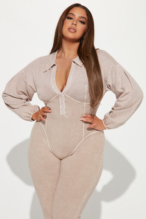 Ready For The Weekend Ribbed Jumpsuit - Camel, Fashion Nova, Jumpsuits