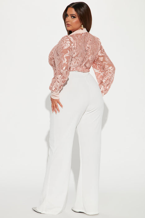 Perfect Night Lace Jumpsuit - Cream