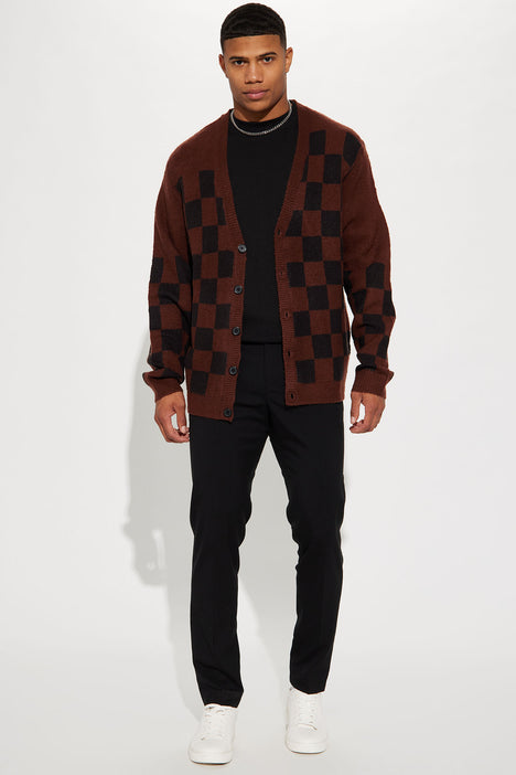 Halfway Check Cozy Cardigan - Brown | Fashion Nova, Mens Sweaters
