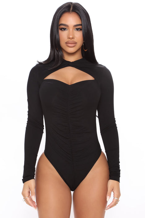Fool In Love Short Sleeve Bodysuit - Black, Fashion Nova, Bodysuits