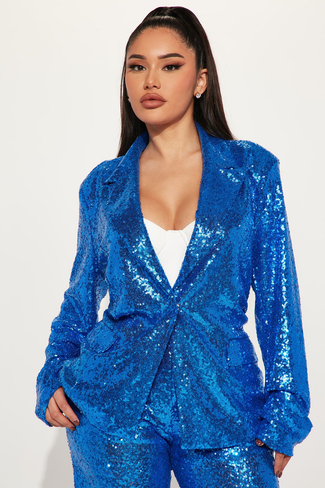 Sparkle And Shine Sequin Blazer - Blue