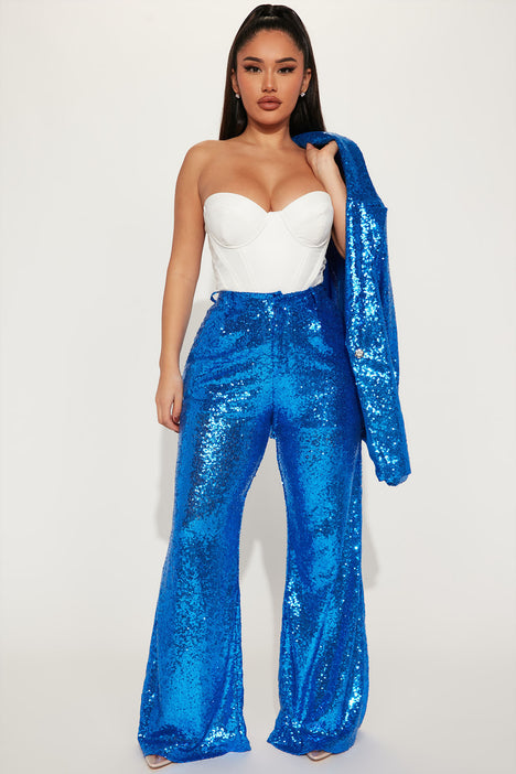 Navy Blue Sparkling Sequin Flare Capris For Women Elegant And Comfortable  Wide Leg Pants For Relaxation And Relaxing Tall Waist Style 230301 From  Kong00, $24.03