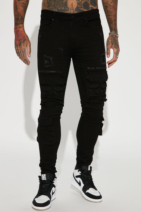 Holy Ghost Stacked Skinny Cargo Jeans - Black