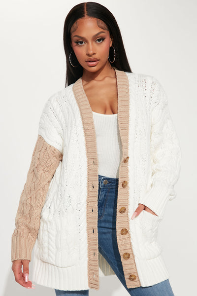 Alessandra Cable Knit Duster Cardigan - Beige