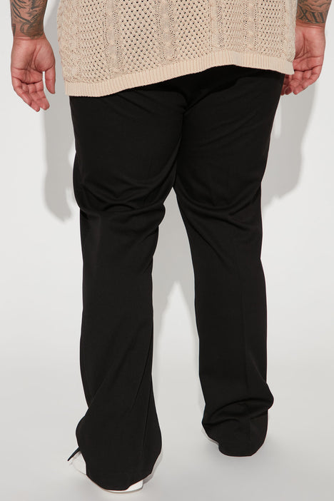 Modern Gabardine Flare Slit Trouser - Black