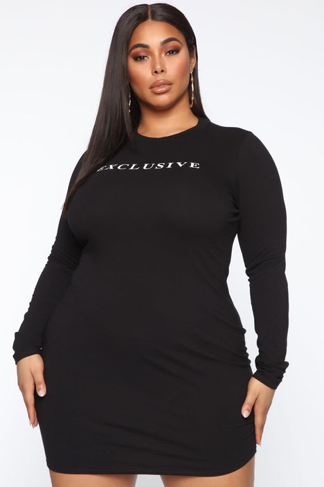 Fashion Nova 2X plus size black higher up mini dress NWT