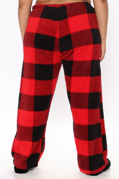 Fireside Snuggle Plush Pants Red/Black | Fashion Nova, Lingerie & Sleepwear | Fashion Nova