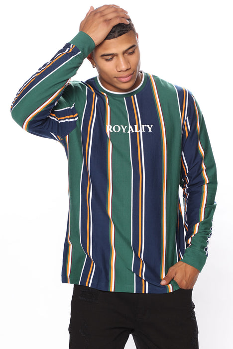 Royalty Stripe Long Sleeve Tee - Green | Fashion Nova, Mens Tees