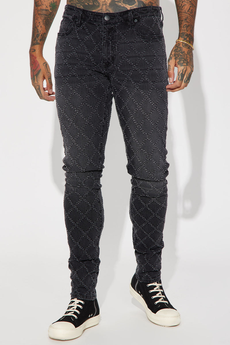 Diamonds Textured Stacked Skinny Jeans - Black Wash | Fashion Nova ...