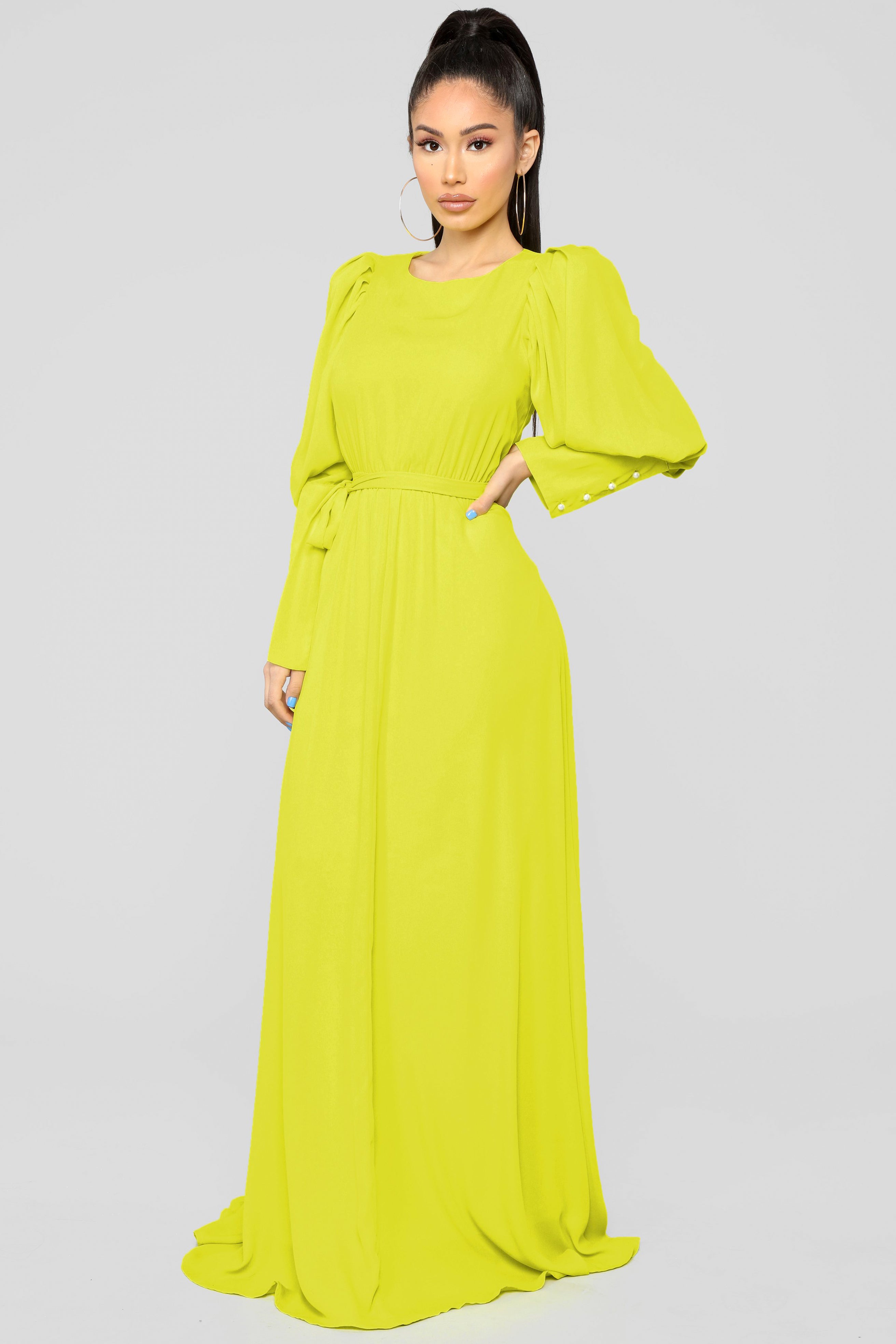 Keep The Lights On Puff Sleeve Dress - Yellow | Fashion Nova