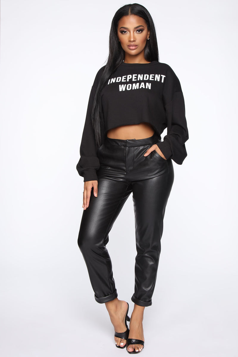 Independent Woman Cropped Sweatshirt - Black | Fashion Nova, Screens ...
