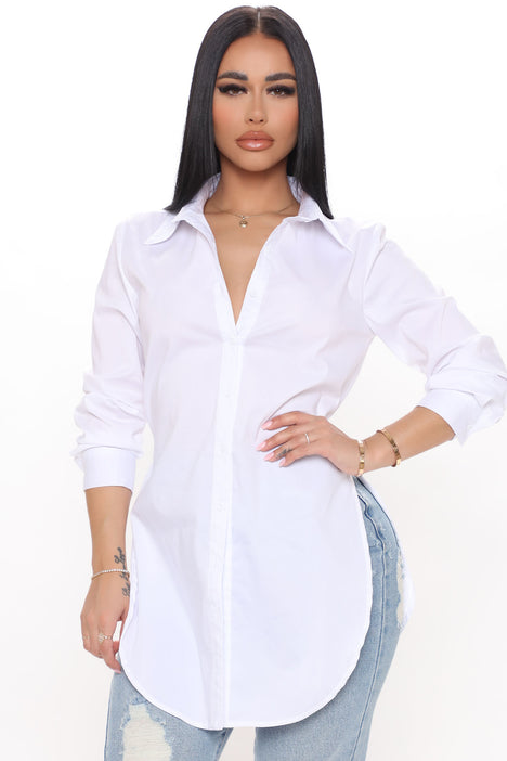 Women's Long Sleeve Size White Shirts & Tops + FREE SHIPPING