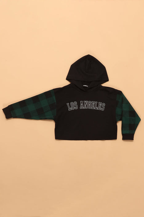 Mini Los Angeles Plaid Hoodie - Hunter