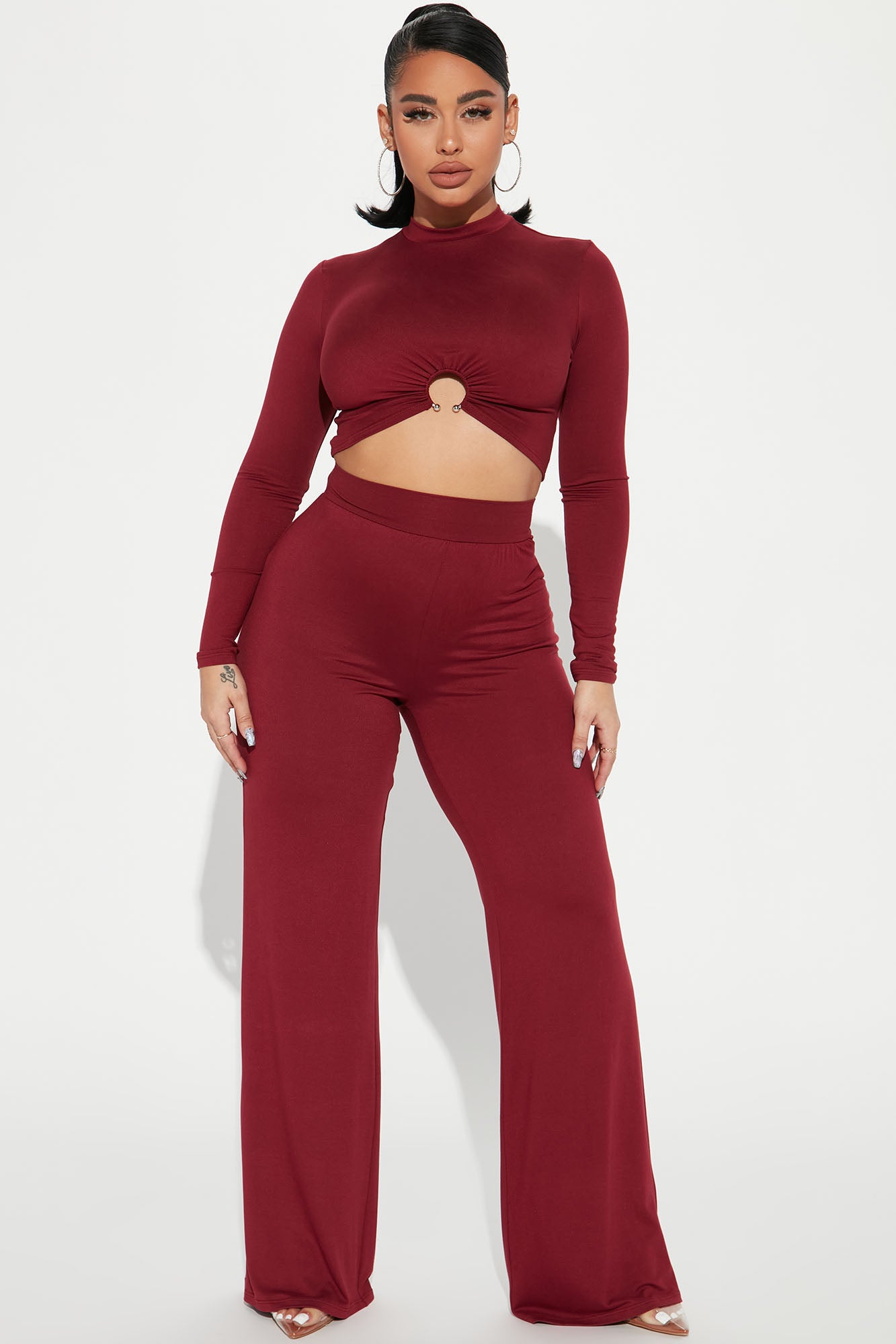 In Your Dreams Pant Set - Burgundy