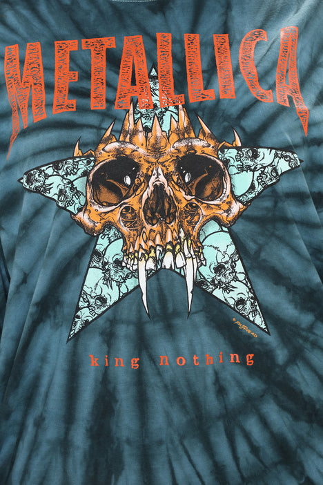 King Nothing Metallica Long Sleeve Tie Dye Top - Teal/combo