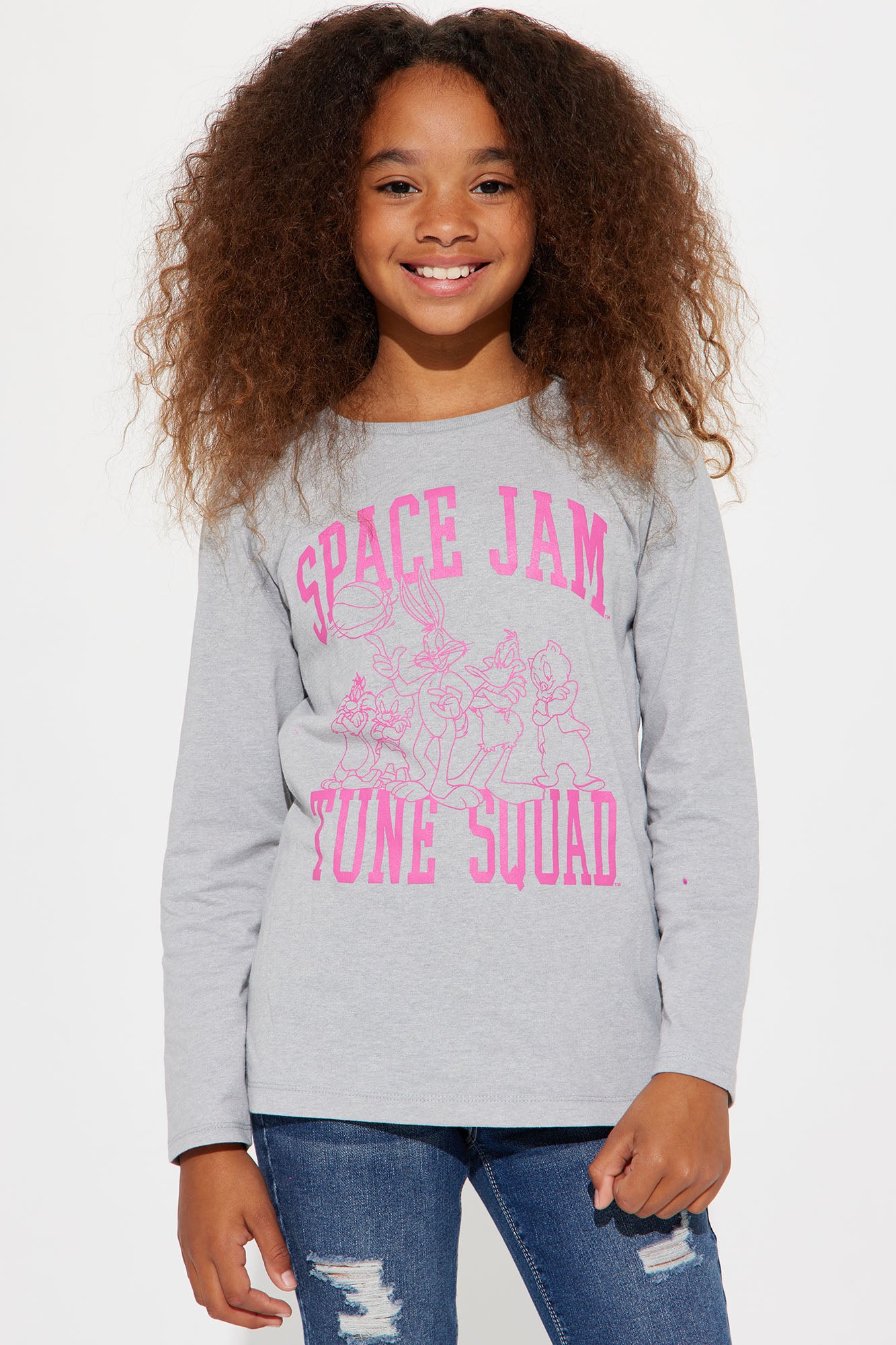 Mini Squad Kids Tops Grey - Space Sleeve Fashion Tune & Nova, Fashion Long Jam | Tee | Nova T-Shirts