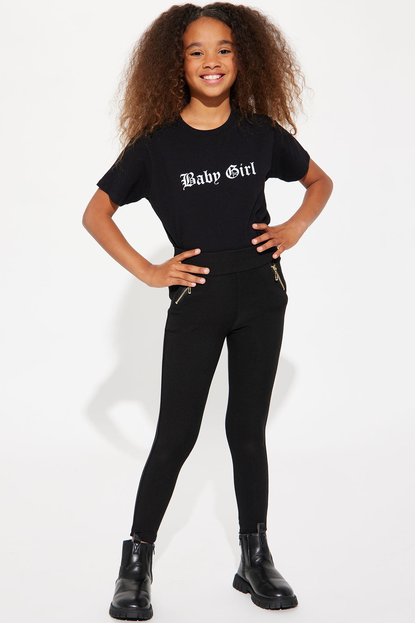 Black leggings MID for girls 7 to 14 years