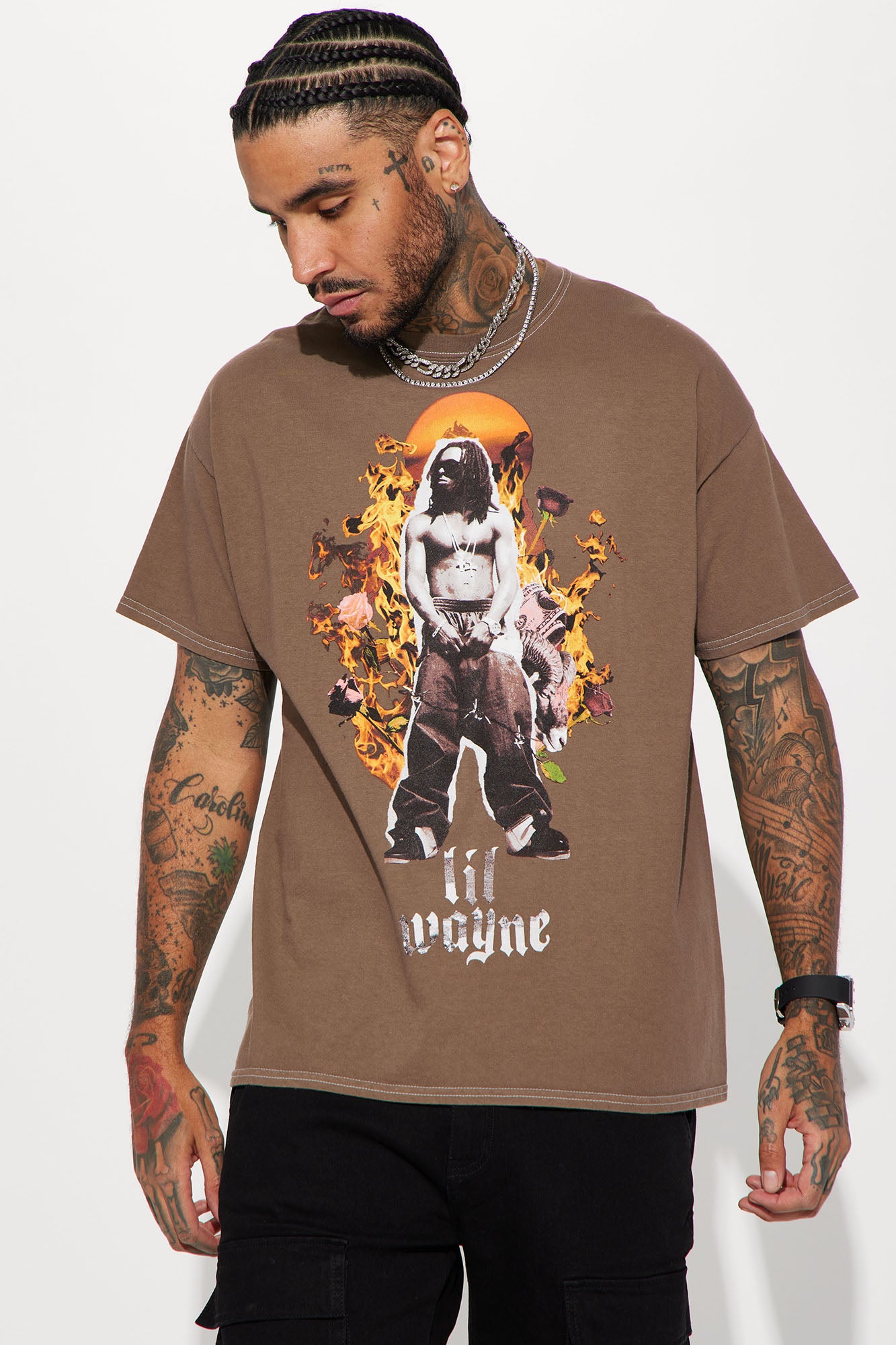 Lil Wayne Fireman Short Sleeve Tee - Brown | Fashion Nova, Mens