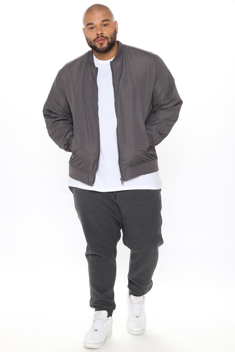 Men's Eddie Bomber Jacket in Charcoal Size Medium by Fashion Nova