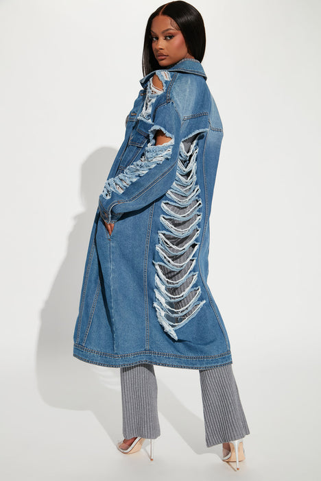 Women's Casual Distressed Denim Jacket Long Sleeve Ripped Jean Jacket Coat  - AliExpress