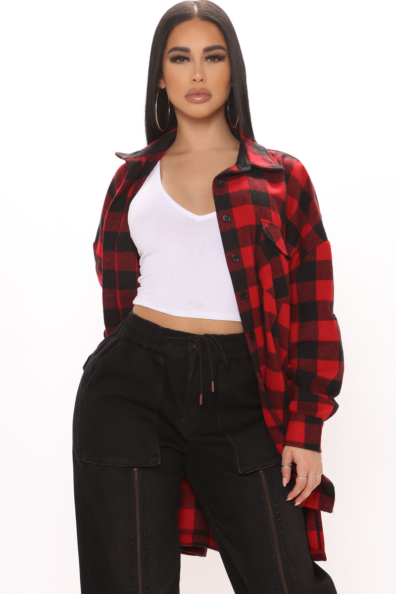 By All Means Oversized Plaid Shirt - Red/combo | Fashion Nova, Shirts ...