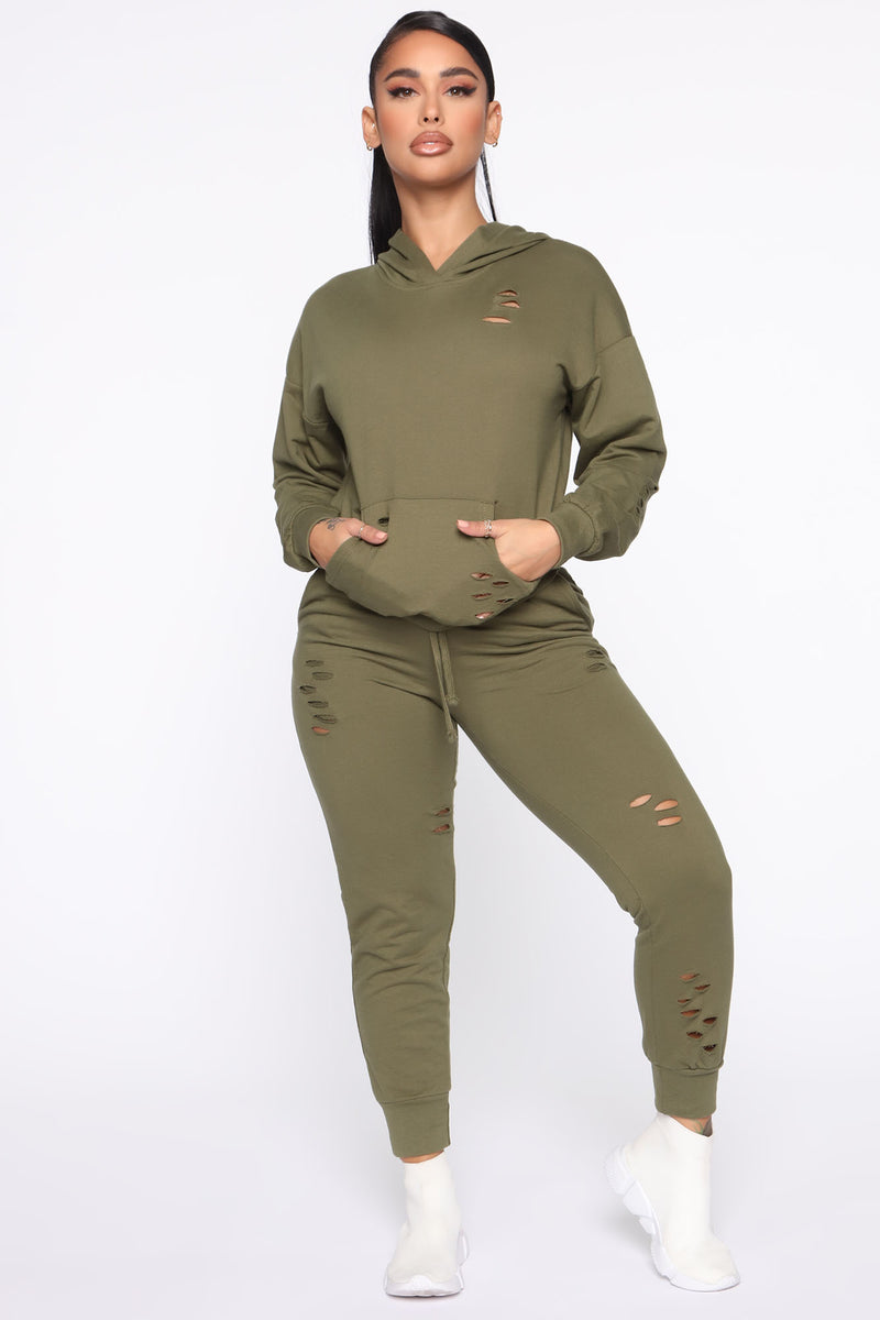 Step Your Game Up Distressed Lounge Hoodie - Olive | Fashion Nova, Knit ...