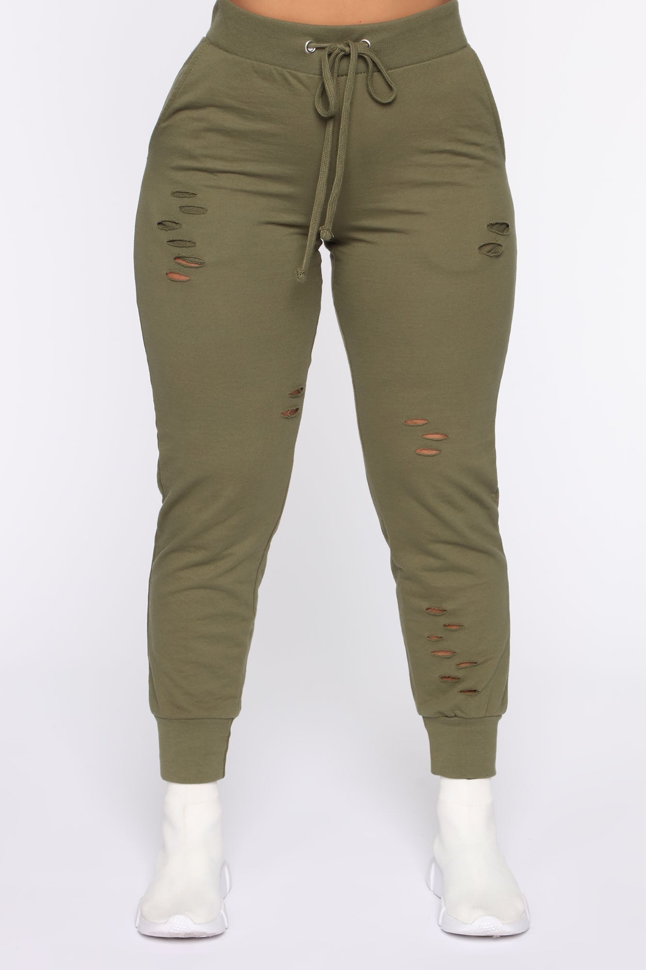Distressed Olive Green Joggers