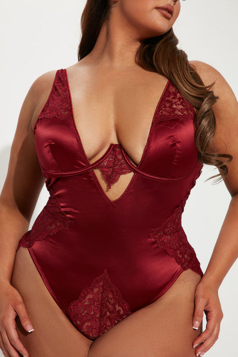 Soft Kisses Satin Teddy - Red