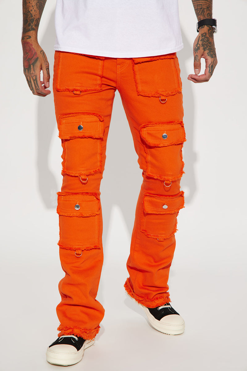 Fit Check Stacked Skinny Flared Pants - Orange | Fashion Nova, Mens ...