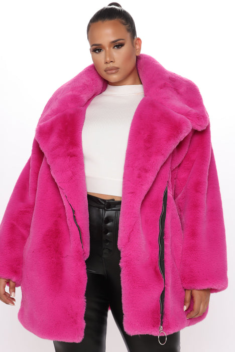 Luxe Life Faux Fur Coat - Hot Pink, Fashion Nova, Jackets & Coats
