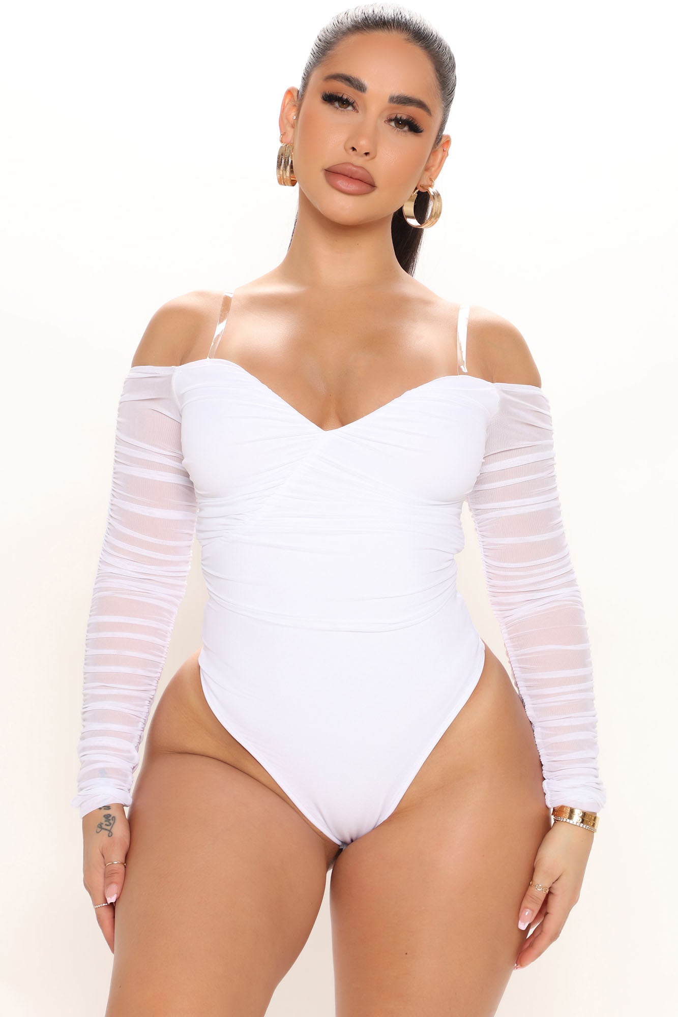 Ivory White Plunging Bodysuit  Womens Sexy Bodysuits and Rompers