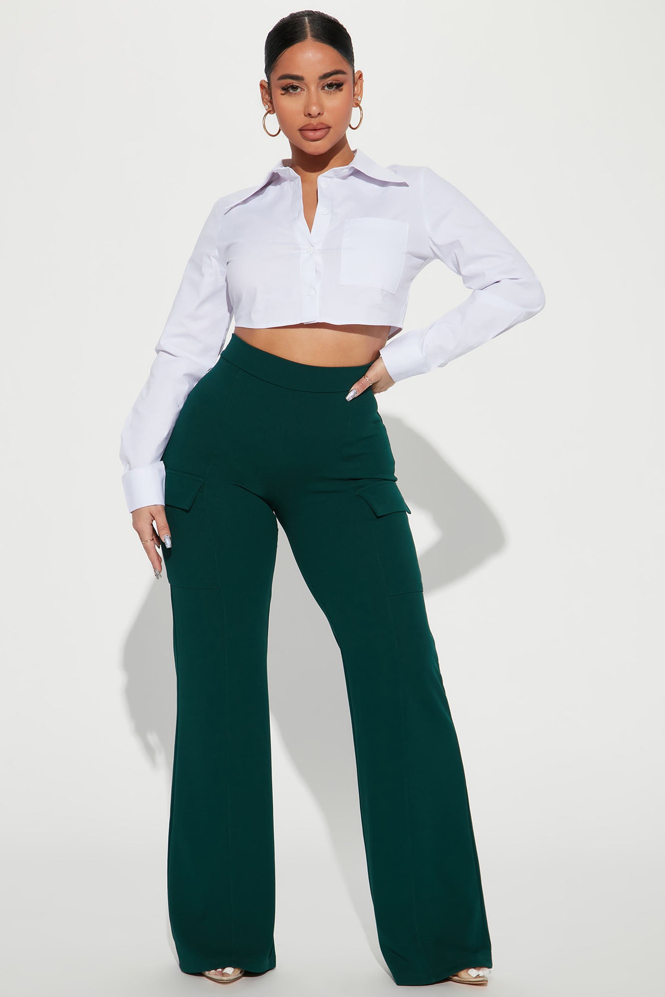 Victoria High Waisted Dress Pants - Hunter Green, Fashion Nova, Pants