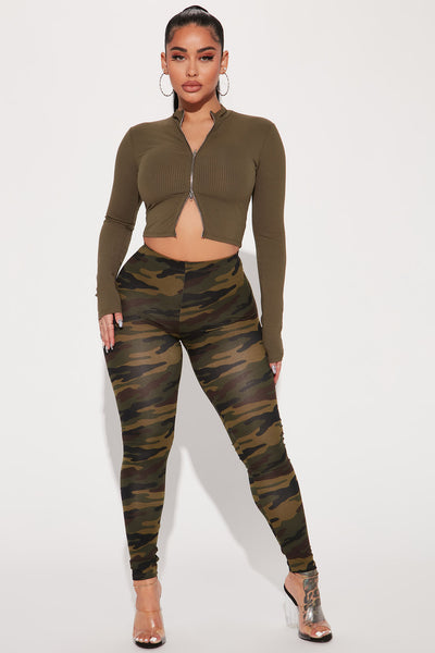 Ride Or Die Camo Leggings - Olive/combo