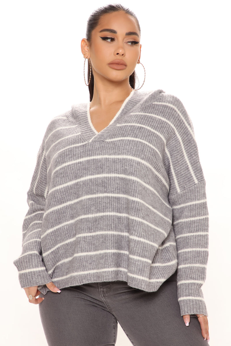 Morning Convos Hooded Sweater - Grey/combo | Fashion Nova, Sweaters ...