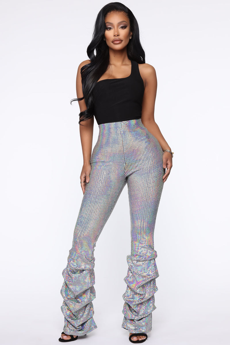 Rule The Dance Floor Sequin Stacked Pants - Silver | Fashion Nova ...