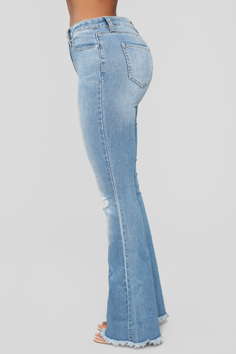 Nothing But The Best Flare Jeans - Medium Blue Wash, Jeans, Fashion Nova