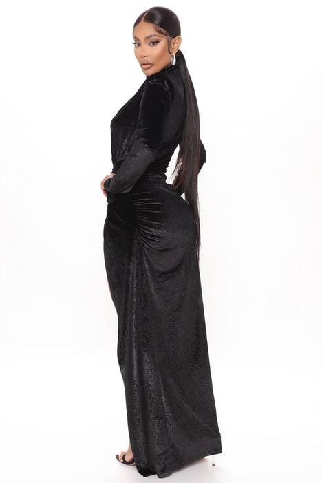 Night Out Velvet Maxi Dress - Black, Fashion Nova, Dresses