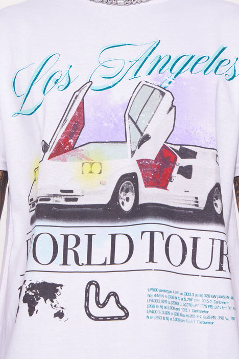 Los Angeles World Tour Short Sleeve Tee - White, Fashion Nova, Mens Graphic  Tees