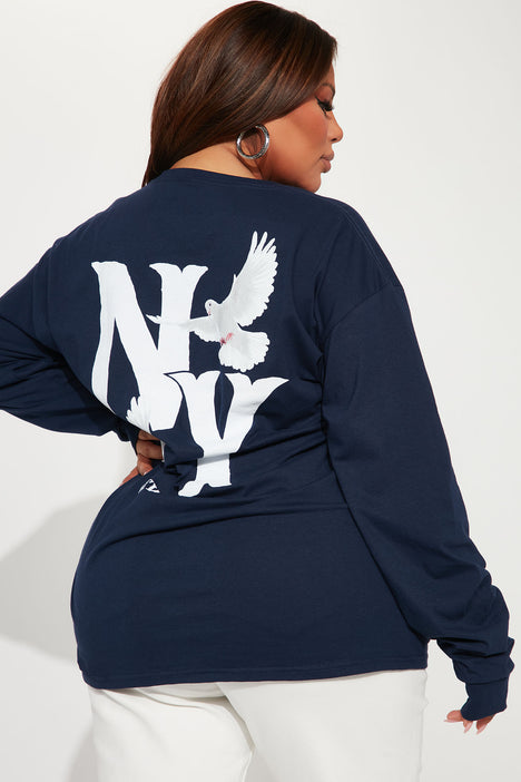 Flyest In The East Long Sleeve Tee - Navy, Fashion Nova, Screens Tops and  Bottoms