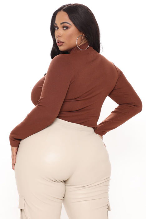 Cut Out And Play Sweater Bodysuit - Brown, Fashion Nova, Bodysuits