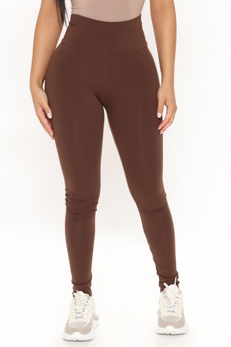 Crinkle Leggings With Cut Out Hip in Chocolate Brown Crinkle / Ultra Body  Hugging 