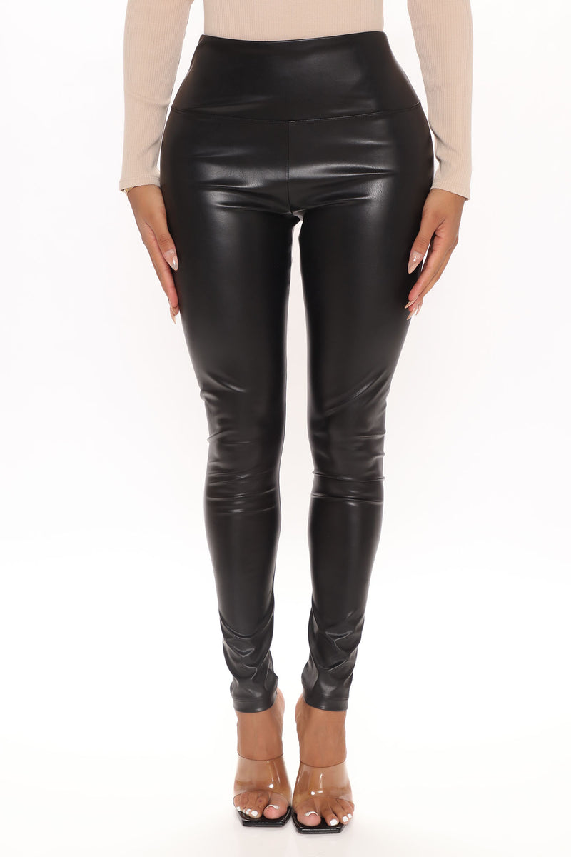 Ultra Soft Faux Leather Tummy Tuck Leggings - Black | Fashion Nova ...